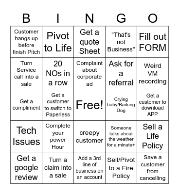INSURANCE Bingo Card