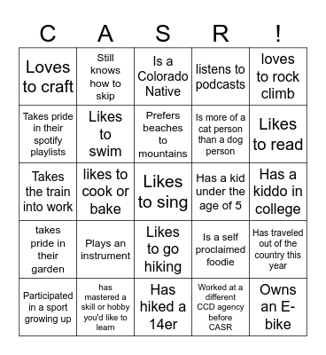 Find a person that... Bingo Card