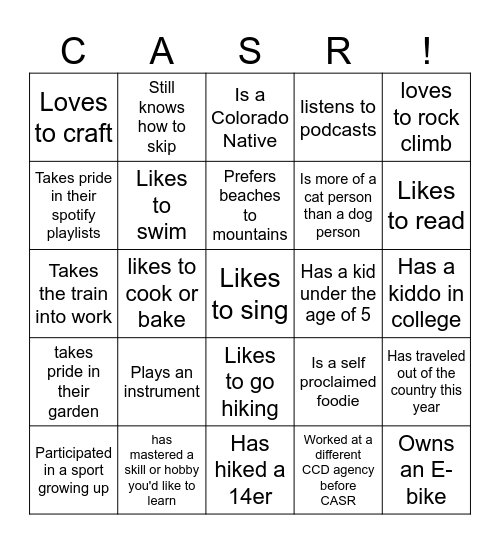 Find a person that... Bingo Card