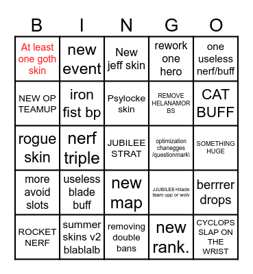 MARVEL RIVALS S9 Bingo Card