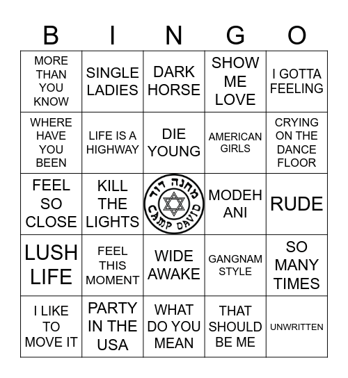 Musical Bingo Card