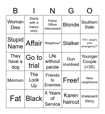 Worst Neighbour Ever Bingo Card