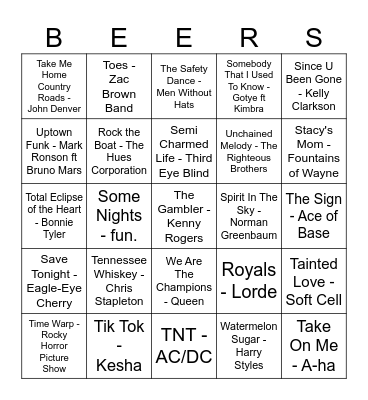 BONUS 5 Bingo Card