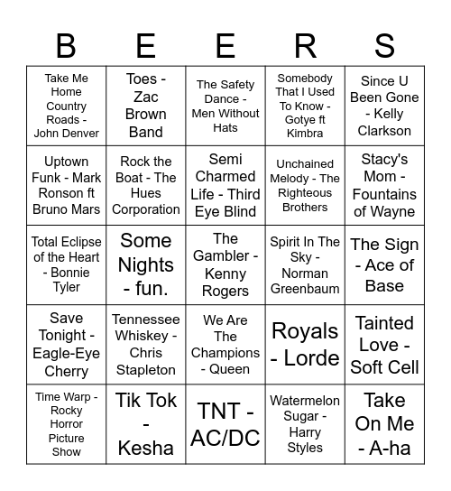 BONUS 5 Bingo Card
