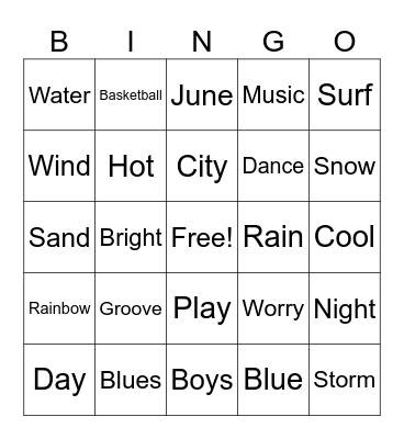 Music BINGO Card