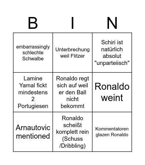 Spanien Portugal Bingo Card