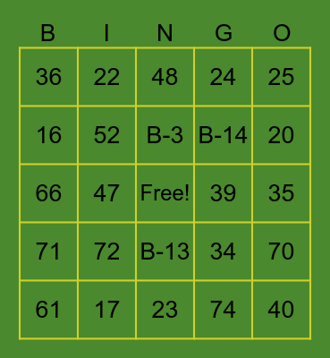 John Deere Bingo Card