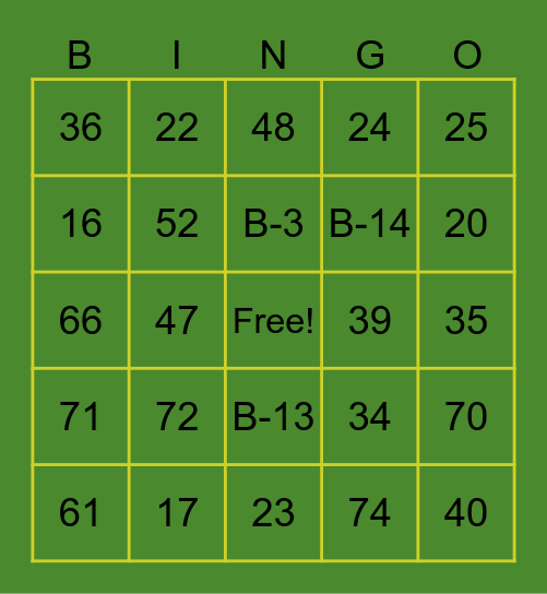 John Deere Bingo Card