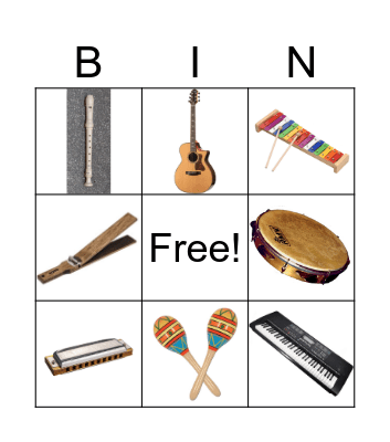 Musical Instrument Timbre Bingo Card