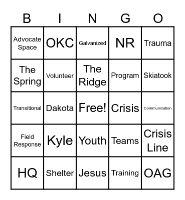 Staff Meeting Bingo Card