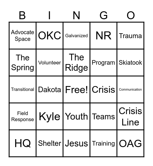Staff Meeting Bingo Card