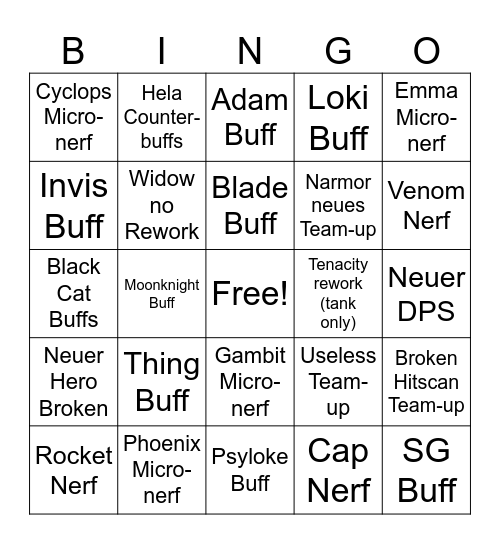 Rivals S.9 Balance Bingo Card