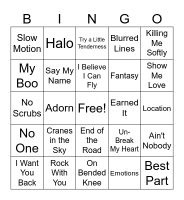 R&B Bingo Card