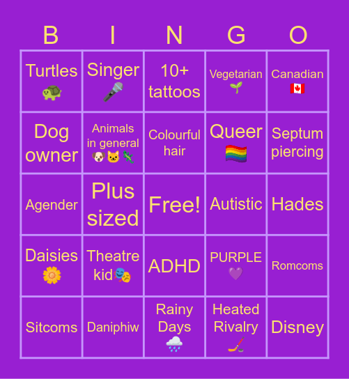 Notonfireflies (Lex) Bingo 💜 Bingo Card