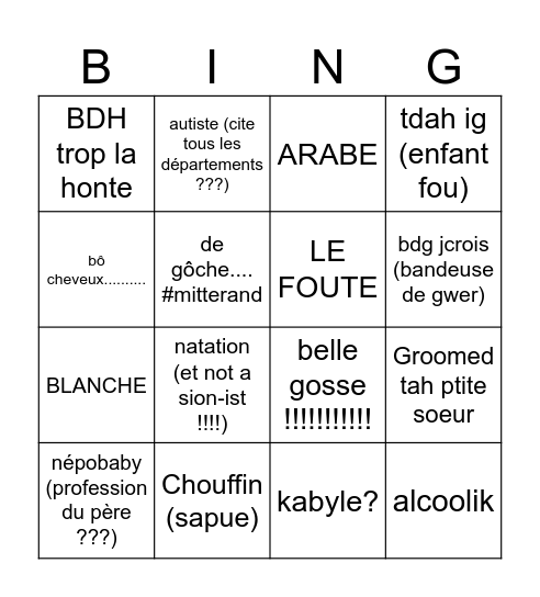 lilia type shi Bingo Card