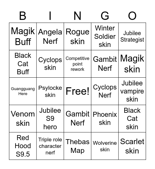 MRs9 Bingo Card