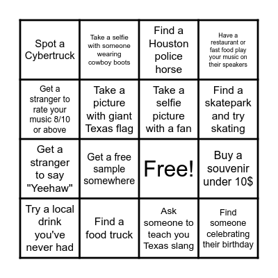 Lost in Houston Bingo Card