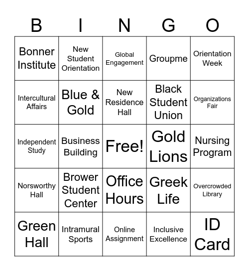 TCNJ BINGO Card