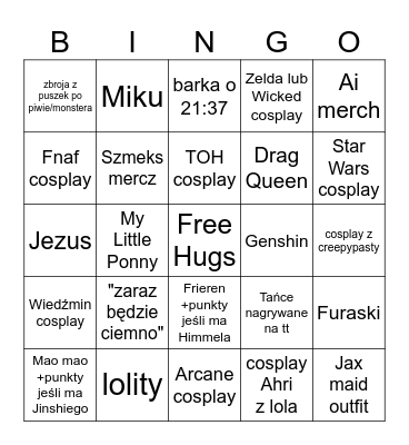 Polski konwent Bingo Card