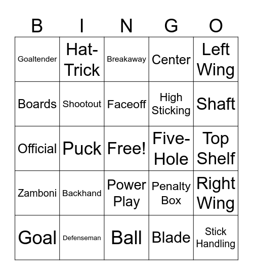 HOCKEY Bingo Card