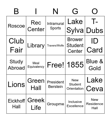 TCNJ Homecoming 2026 Bingo Card