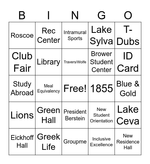 TCNJ Homecoming 2026 Bingo Card