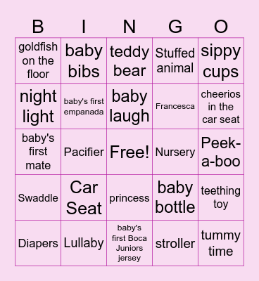 Baby Shower Bingo! Bingo Card