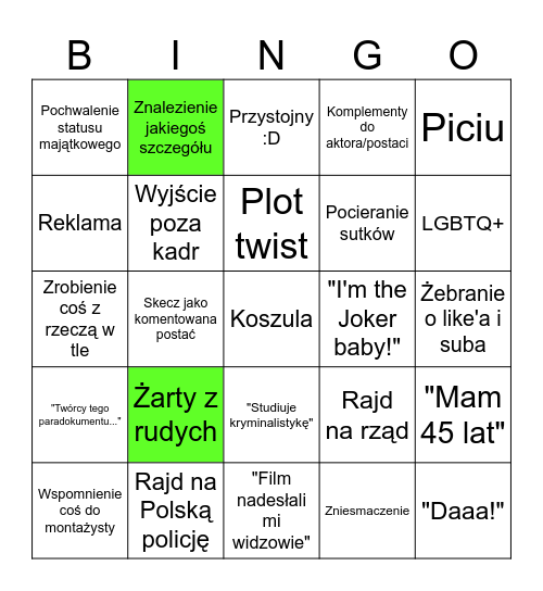 Lakarnumowe Bingo Card