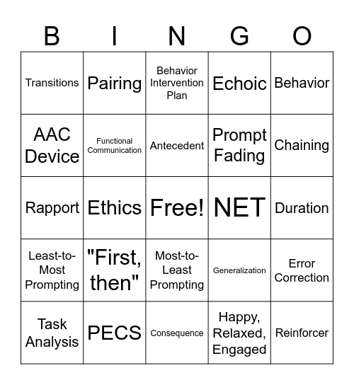 ABA Bingo Card