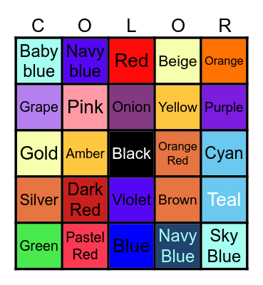 Colors Bingo Card