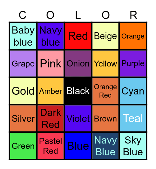 Colors Bingo Card