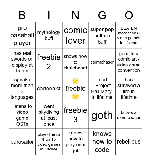Cool Human Bingo Card
