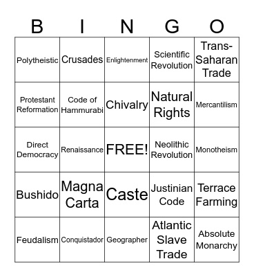 Vocabulary Bingo Card