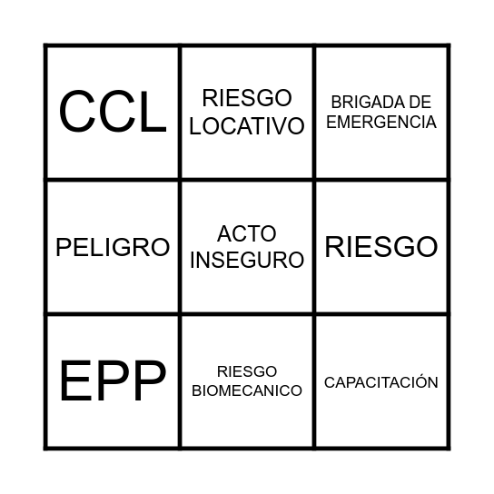 BINGO SST Bingo Card