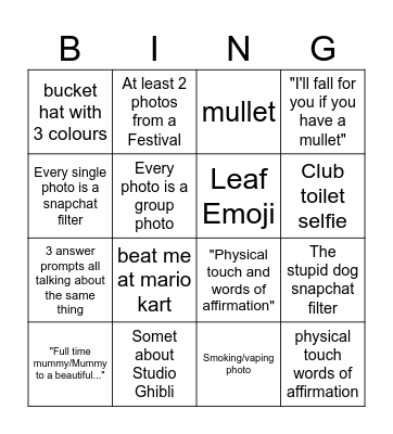 Hinge Bingo Card