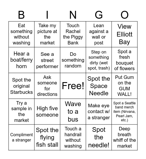Pike Place Pathfinders: Real-World Recovery in the Emerald City Bingo Card