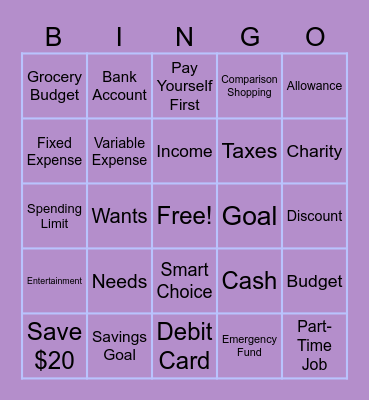 Budget Bingo Card