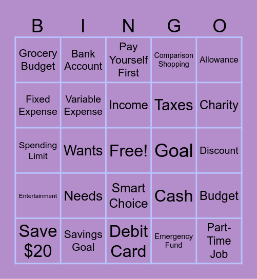 Budget Bingo Card