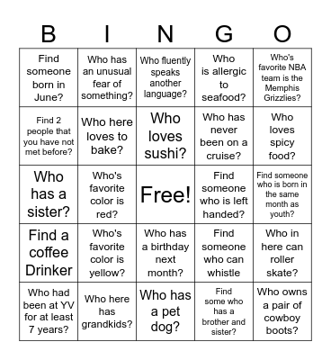 Bingo Hunt Bingo Card