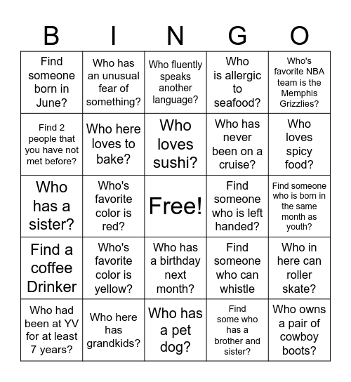 Bingo Hunt Bingo Card