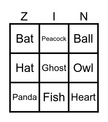 Untitled Zingo Bingo Card