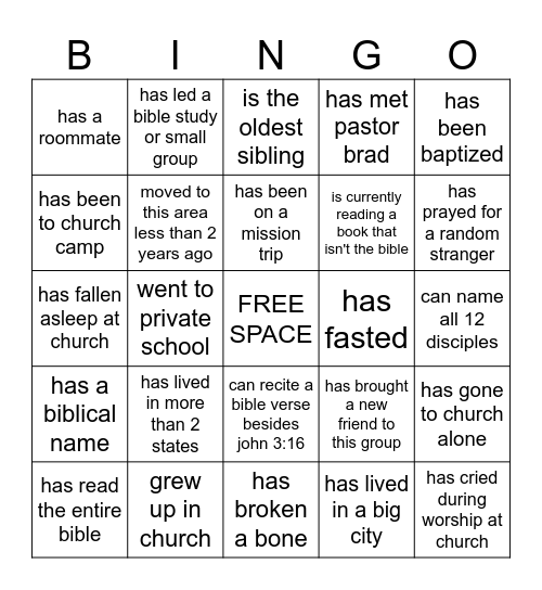 Good News Young Adults Bingo Card