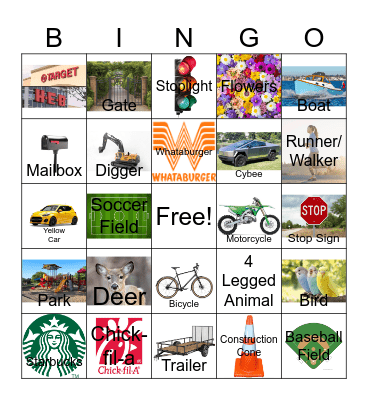 Camden and Zoey's Bingo Card
