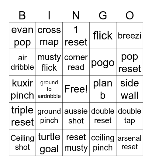 rocket league bingo Card