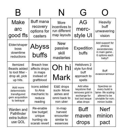 3.29 wishlist Bingo Card
