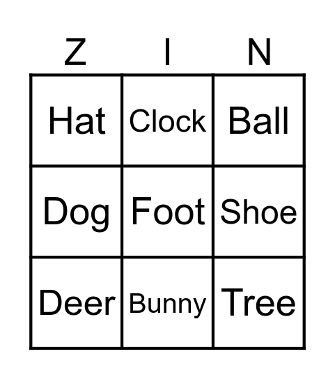 Loren Zingo Board Bingo Card