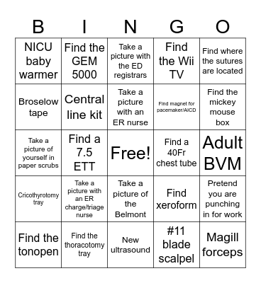 Intern Orientation 2027 Bingo Card