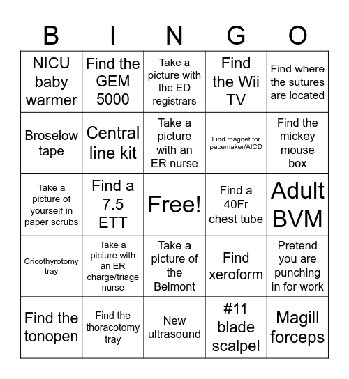 Intern Orientation 2027 Bingo Card