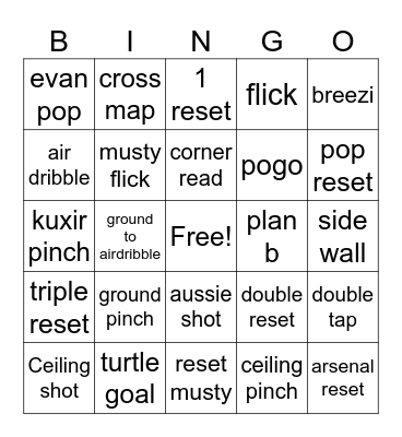 rocket league bingo Card