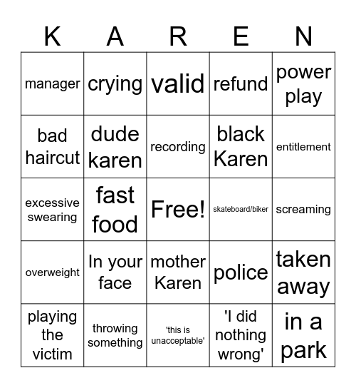 Karen BA-BA-BA-BINGO Card